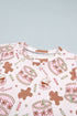 Ribbed Abstract Print Long Sleeve Two Piece Lounge Set