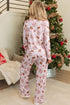 Ribbed Abstract Print Long Sleeve Two Piece Lounge Set