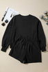 Ribbed Baggy Drop Shoulder Pullover And Short Sets