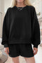 Ribbed Baggy Drop Shoulder Pullover And Short Sets