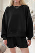 Ribbed Baggy Drop Shoulder Pullover And Short Sets