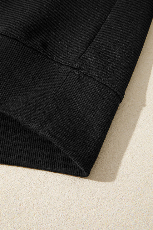 Ribbed Baggy Drop Shoulder Pullover And Short Sets