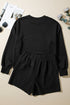 Ribbed Baggy Drop Shoulder Pullover And Short Sets