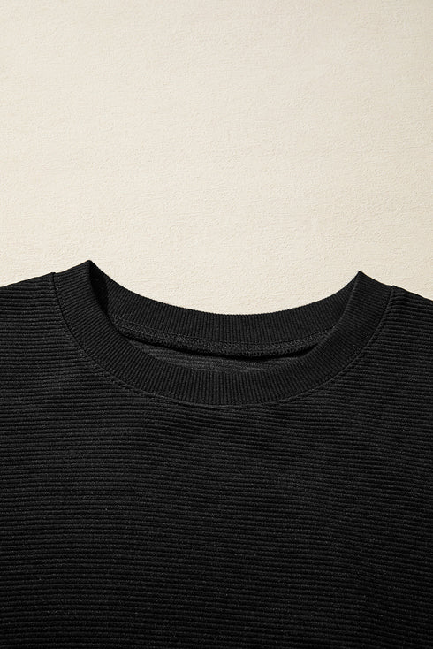 Ribbed Baggy Drop Shoulder Pullover And Short Sets