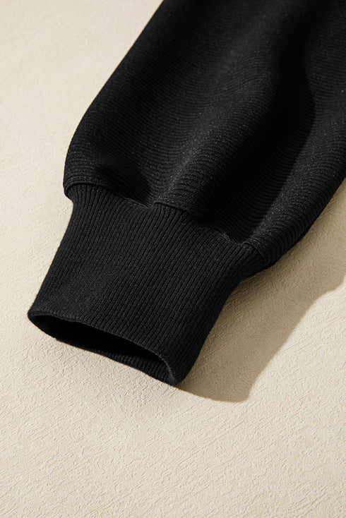 Ribbed Baggy Drop Shoulder Pullover And Short Sets