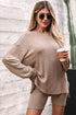 Ribbed Balloon Sleeve Pullover And Biker Short Set