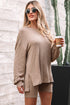 Ribbed Balloon Sleeve Pullover And Biker Short Set
