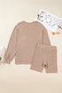 Ribbed Balloon Sleeve Pullover And Biker Short Set