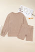 Ribbed Balloon Sleeve Pullover And Biker Short Set