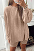 Ribbed Balloon Sleeve Pullover And Biker Short Set