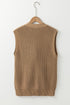 Ribbed Button Front V Neck Sleeveless Sweater Vest