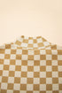 Ribbed Check Print Turtleneck Long Sleeve Slim Fit Top