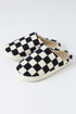Ribbed Checkered Print Plush Lined Slip On Slippers