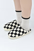 Ribbed Checkered Print Plush Lined Slip On Slippers