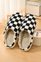 Ribbed Checkered Print Plush Lined Slip On Slippers