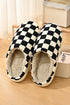 Ribbed Checkered Print Plush Lined Slip On Slippers