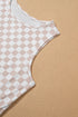 Ribbed Checkered Print Wide Leg Tank Pant Set