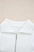 Ribbed Collar Drop Shoulder Solid Pullover Short Sets