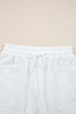 Ribbed Collar Drop Shoulder Solid Pullover Short Sets