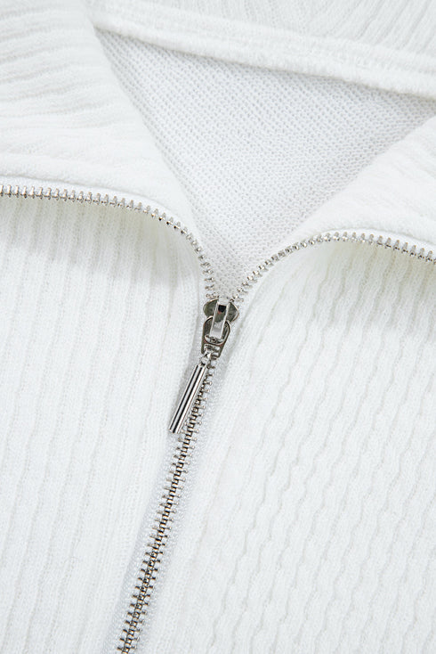Ribbed Collar Drop Shoulder Solid Pullover Short Sets