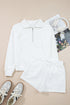 Ribbed Collar Drop Shoulder Solid Pullover Short Sets