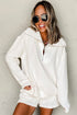 Ribbed Collar Drop Shoulder Solid Pullover Short Sets