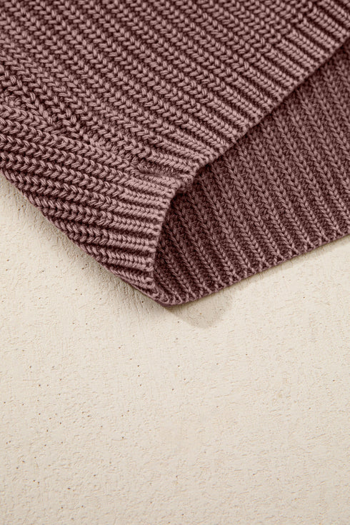 Ribbed Collared Button Placket Long Sleeve Sweater