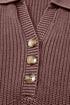 Ribbed Collared Button Placket Long Sleeve Sweater
