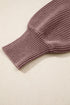Ribbed Collared Button Placket Long Sleeve Sweater