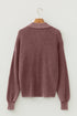 Ribbed Collared Button Placket Long Sleeve Sweater