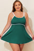 Ribbed Contrast Trim Adjustable Strap Two Piece Swimwear