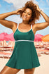 Ribbed Contrast Trim Adjustable Strap Two Piece Swimwear