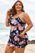 Ribbed Contrast Trim Adjustable Strap Two Piece Swimwear