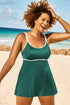 Ribbed Contrast Trim Adjustable Strap Two Piece Swimwear
