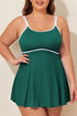 Ribbed Contrast Trim Adjustable Strap Two Piece Swimwear