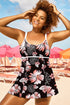 Ribbed Contrast Trim Adjustable Strap Two Piece Swimwear