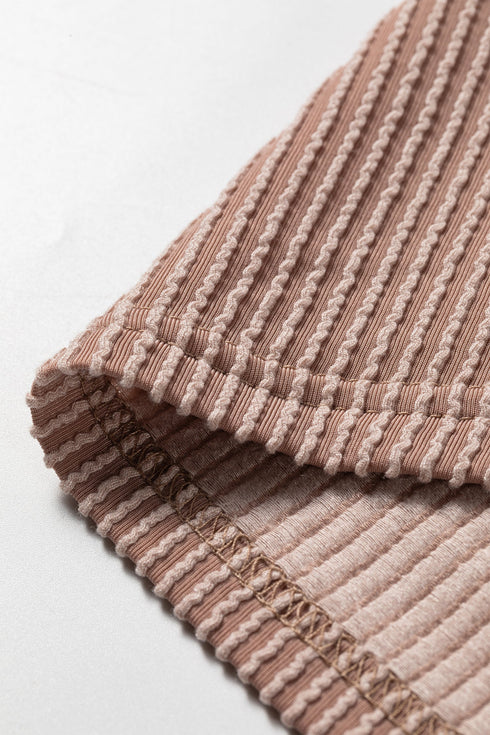 Ribbed Corded Hooded Casual Long Sleeve Pullover Top
