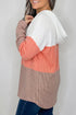 Ribbed Corded Hooded Casual Long Sleeve Pullover Top