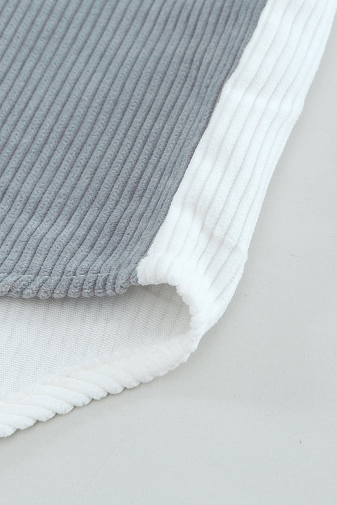 Ribbed Corduroy Button Front Long Sleeve Shacket