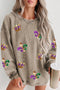 Ribbed Corduroy Crown And Fleur De Lis Pullover Sweatshirt