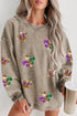 Ribbed Corduroy Crown And Fleur De Lis Pullover Sweatshirt