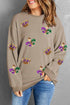 Ribbed Corduroy Crown And Fleur De Lis Pullover Sweatshirt