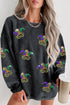 Ribbed Corduroy Mask Graphic Drop Shoulder Pullover Sweatshirt
