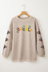 Ribbed Corduroy Sequin Graphic Oversized Pullover Sweatshirt