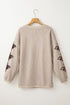 Ribbed Corduroy Sequin Graphic Oversized Pullover Sweatshirt
