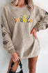Ribbed Corduroy Sequin Graphic Oversized Pullover Sweatshirt