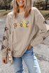 Ribbed Corduroy Sequin Graphic Oversized Pullover Sweatshirt
