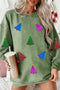 Ribbed Corduroy Sequin Tree Oversized Pullover Sweatshirt