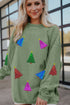 Ribbed Corduroy Sequin Tree Oversized Pullover Sweatshirt