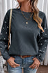 Ribbed Corduroy Studded Sleeve Oversized Pullover Sweatshirt